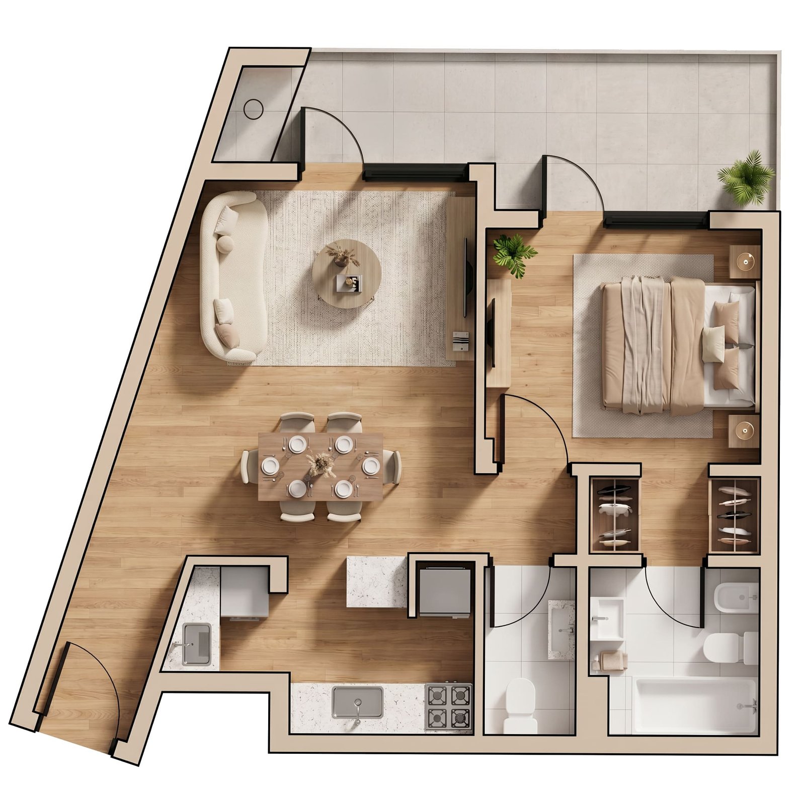 Plano 2 Ambientes – Tipo C