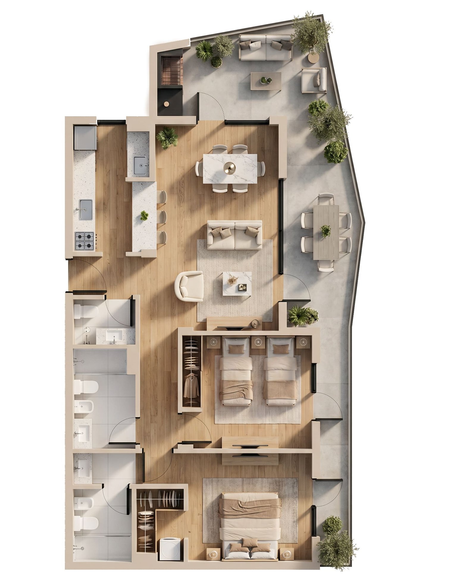 Plano 3 Ambientes – Tipo A